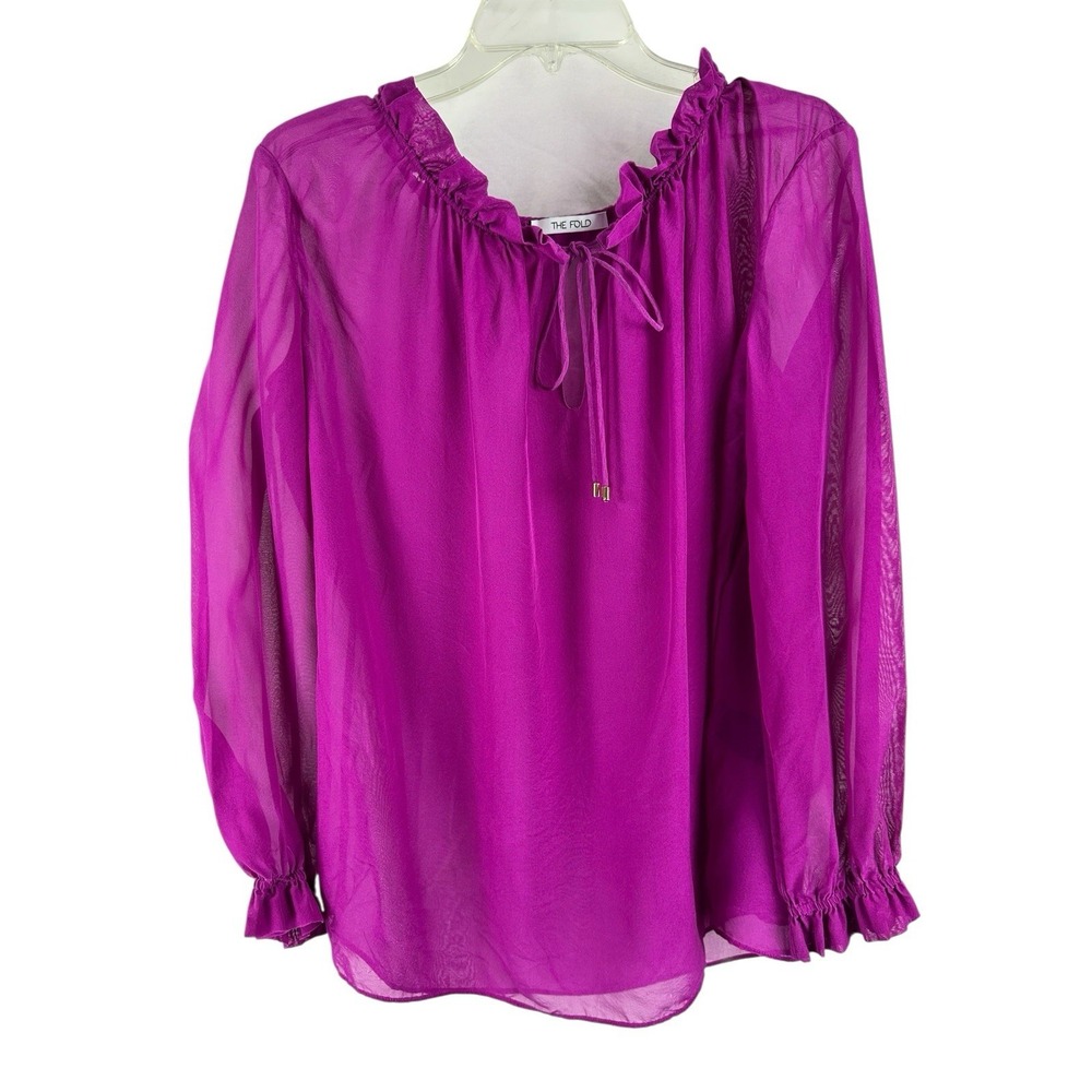 The Fold Blouse Sz 6 100% Silk Sheer Pink Casual Soft Girl